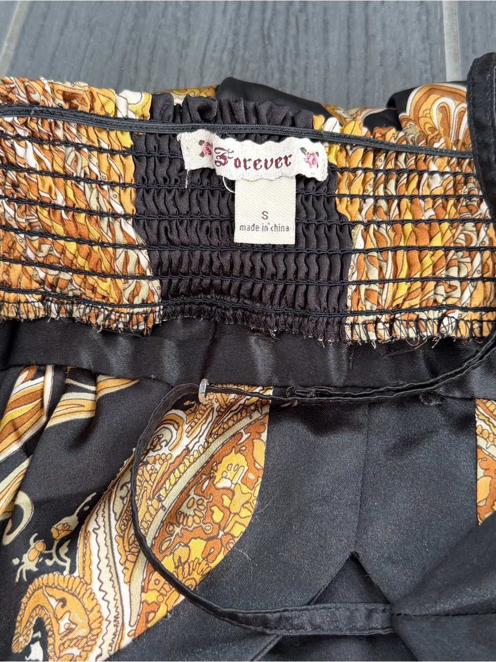 Forever 21 Black Mini Dress with Gold Paisley Print - Picture 5 of 8
